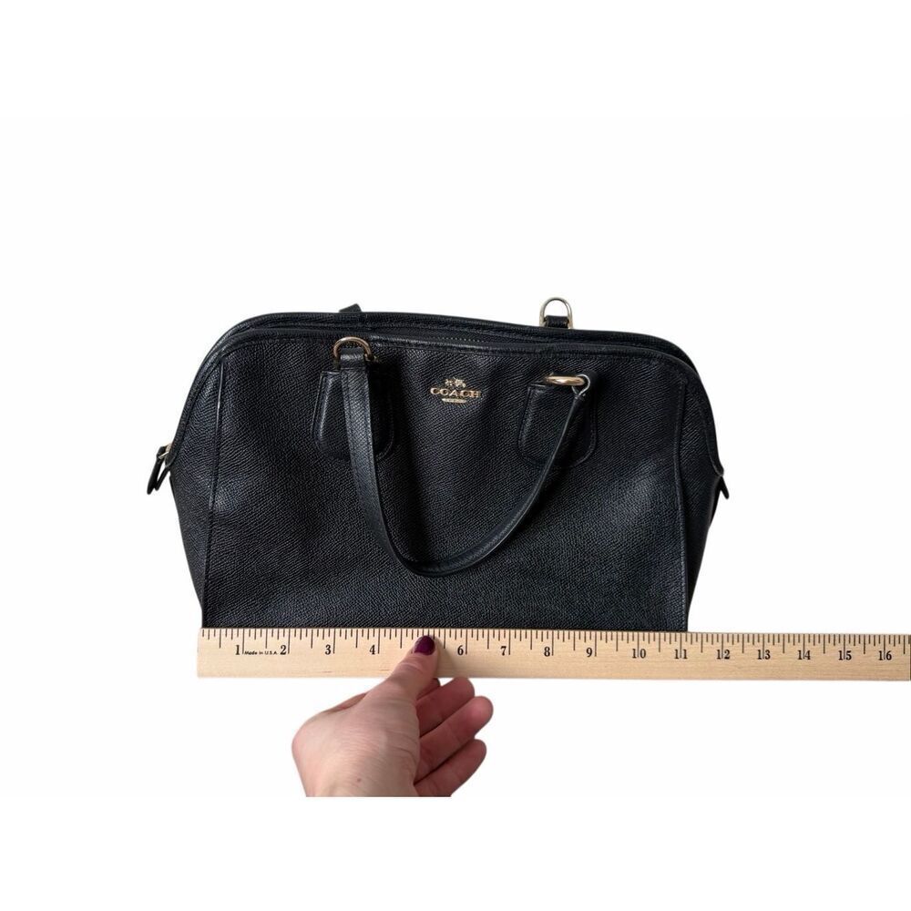 Coach Satchel Purse Bag Pebbled Leather Black - Picture 5 of 12